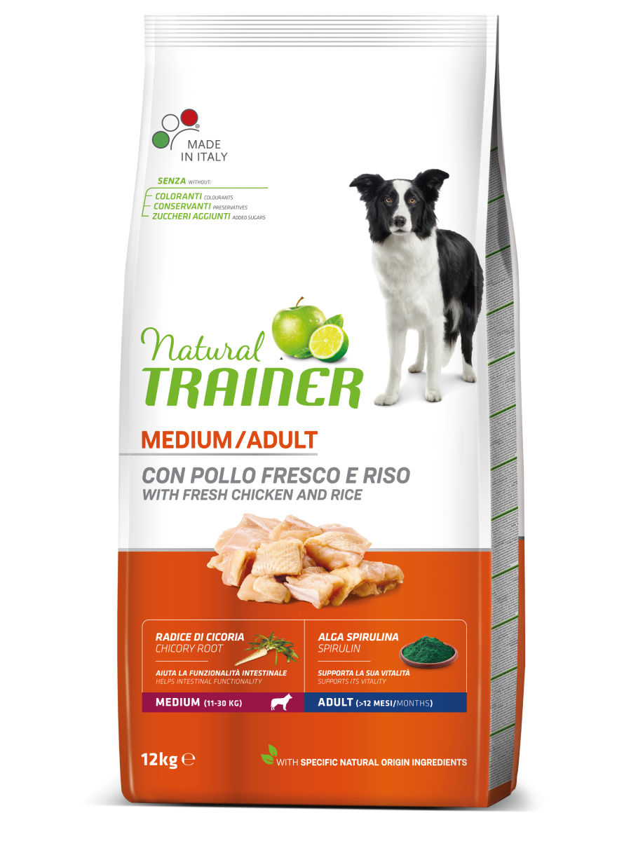 Entrenador Natural Croquetas De Pollo / Arroz / Algas Espirulina Para Perros Adultos Tamaño Mediano Bolsa 12kg-2