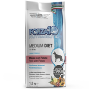 Forza10 Croquetas Dietéticas Medianas de Cerdo y Patata para Perros Adultos de Tamaño Mediano Bolsa 1,5kg-1