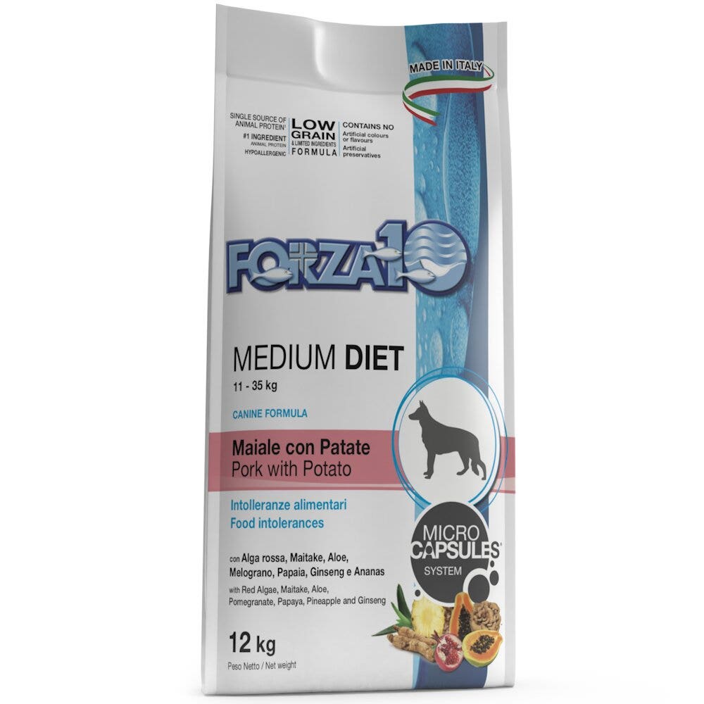Forza 10 Dieta Mediana Cerdo con Patatas Pienso para Perros de Tamaño Mediano Bolsa 12 Kg-3
