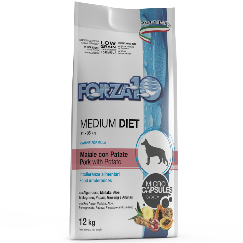 Forza 10 Dieta Mediana Cerdo con Patatas Pienso para Perros de Tamaño Mediano Bolsa 12 Kg-2