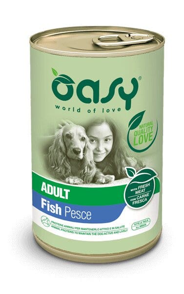 Oasy Wet Dog Lifestage Patè Fish Comida Húmeda para Perros Adultos Lata 400g-1