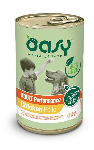 Oasy Wet Dog Lifestage Performance Patè Pollo Comida Húmeda para Perros Adultos Lata 400g-1
