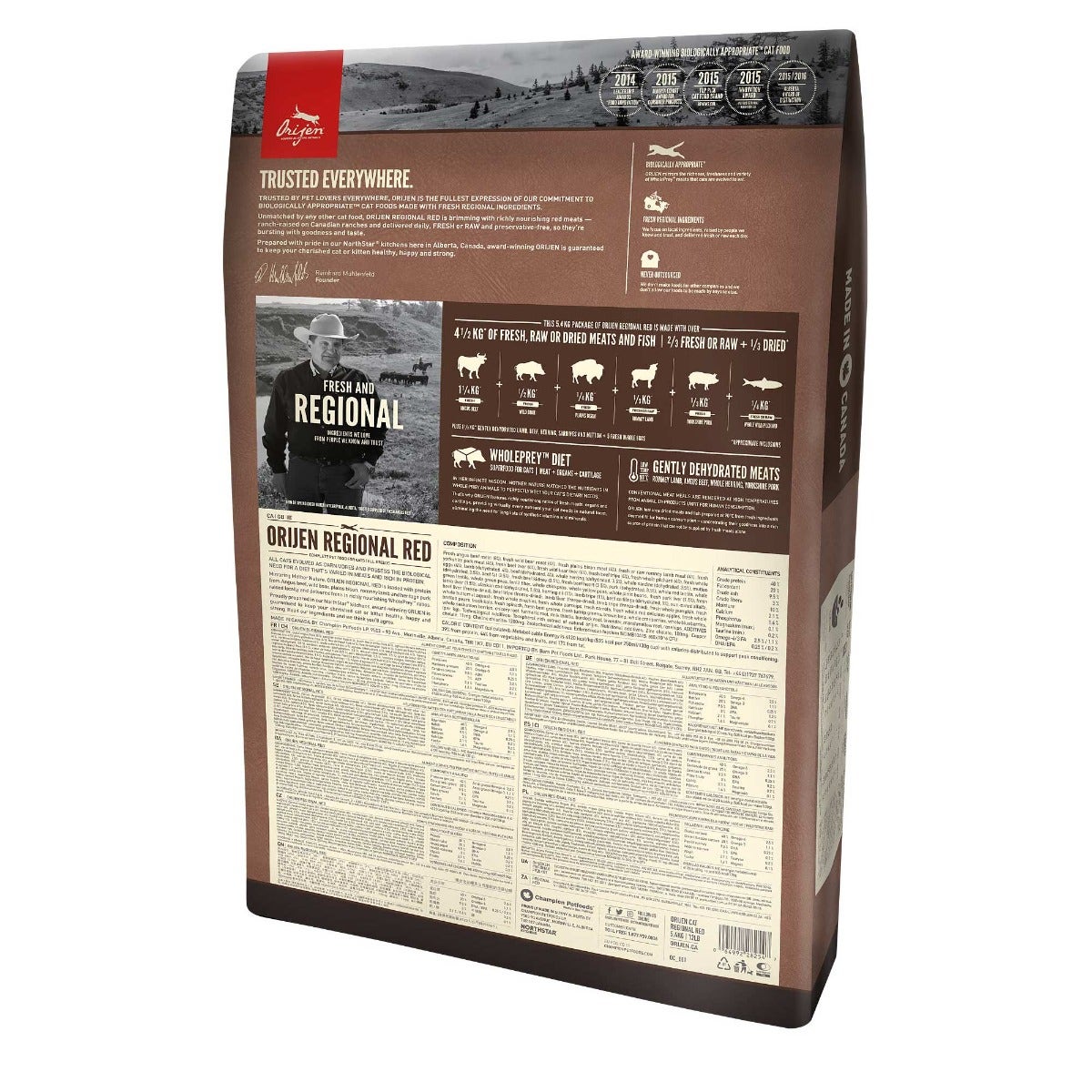 Croquetas Orijen Regional Red Angus de ternera y jabalí para gatos bolsa 5,4kg-1