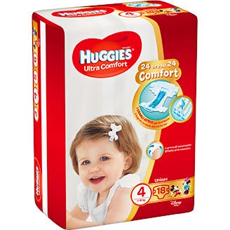 Huggies Ultra Comfort Basic Pañal Talla 4 18 Piezas 7-18kg-1