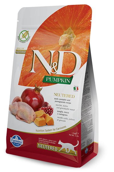 Farmina N&D Calabaza Codorniz Castrada Y Calabaza Gatos Adultos Esterilizados Bolsa 1,5kg-3