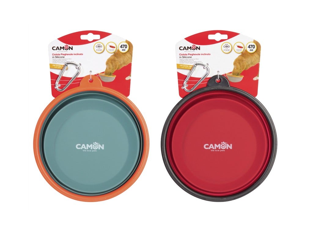 Camon Cuenco Inclinado Plegable de Silicona para Comida para Perros/Gatos 1050ml-2