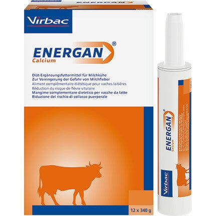 Energan Calcium Calcium Alimento dietético para vacas lecheras 12 tubos de jeringas-2