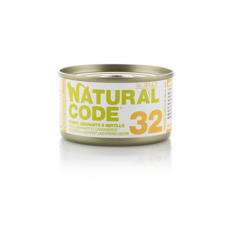 Natural Code 32 Tonno Amaranto e Mirtilli Gatti Adulti Lattina 85g-1