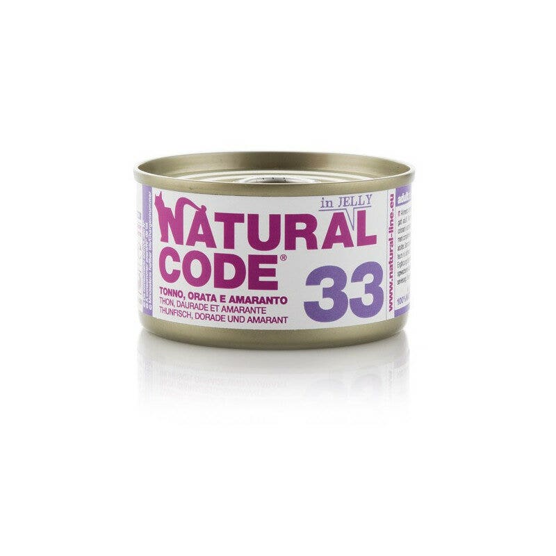 Natural Code 33 Tonno Orata e Amaranto Gatti Adulti Lattina 85g-1