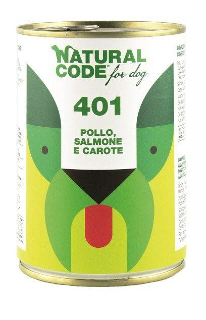 Natural Code 401 Comida Húmeda Con Pollo/Salmón/Zanahoria Para Perros Adultos Tarro 400g-2