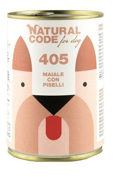 Natural Code 405 Comida Húmeda Con Cerdo/Guisantes Para Perros Adultos Tarro 400g-2