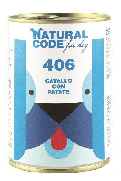 Natural Code 406 Comida Húmeda Con Caballo/Patatas Para Perros Adultos Tarro 400g-2