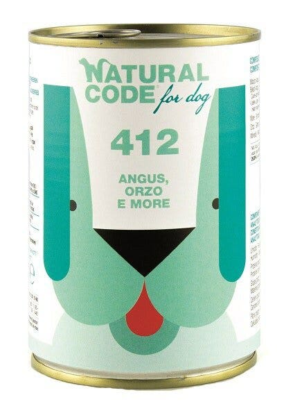 Natural Code 412 Comida Húmeda con Angus/Espelta/Moras para Perros Adultos Tarro 400g-2