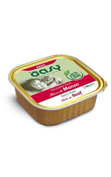 Oasy Delicioso Paté para Gato Adulto Rico en Carne de Vacuno 100g-1
