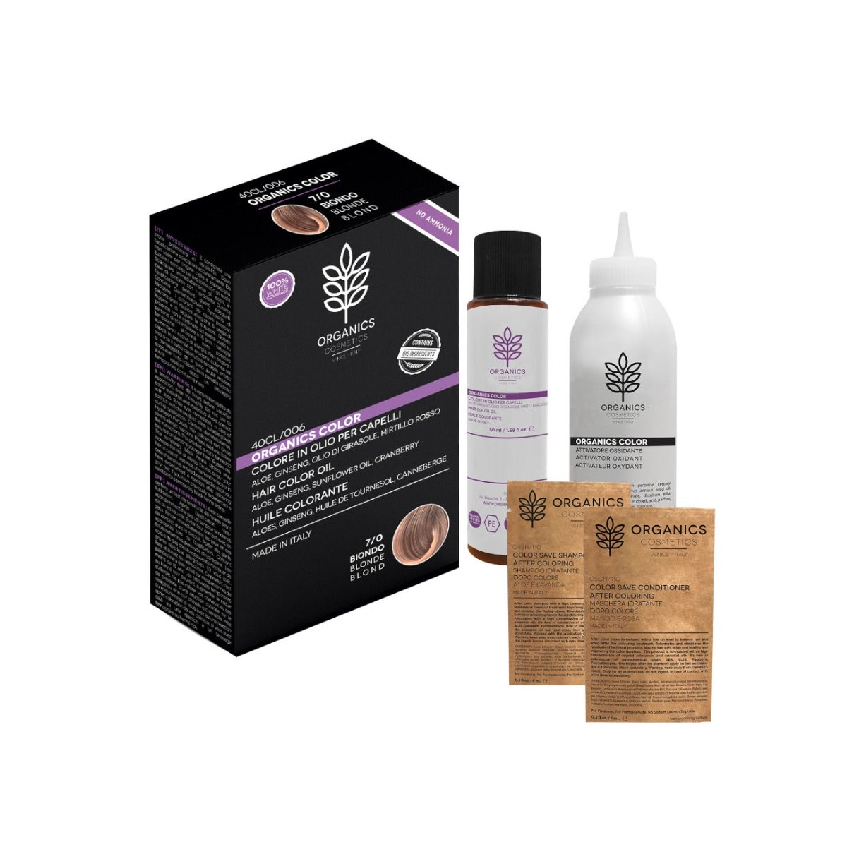 Organics Cosmetics Organics Color 7/0 Kit de tinte para cabello rubio-1