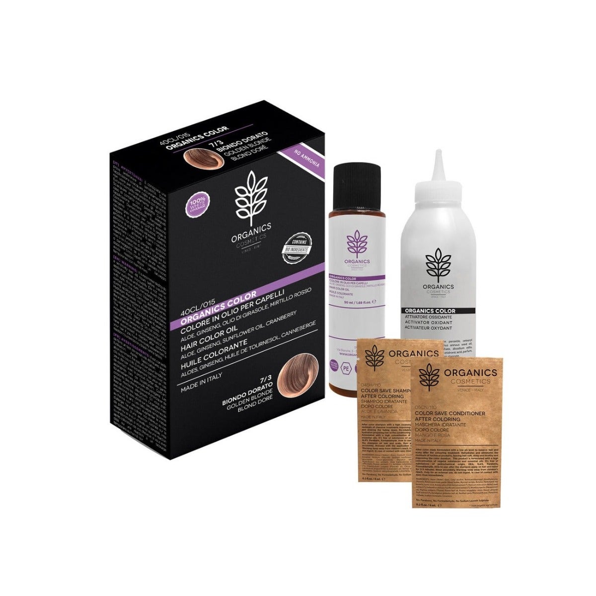 Organics Cosmetics Organics Color 7/3 Kit de tinte para el cabello Rubio Dorado-1