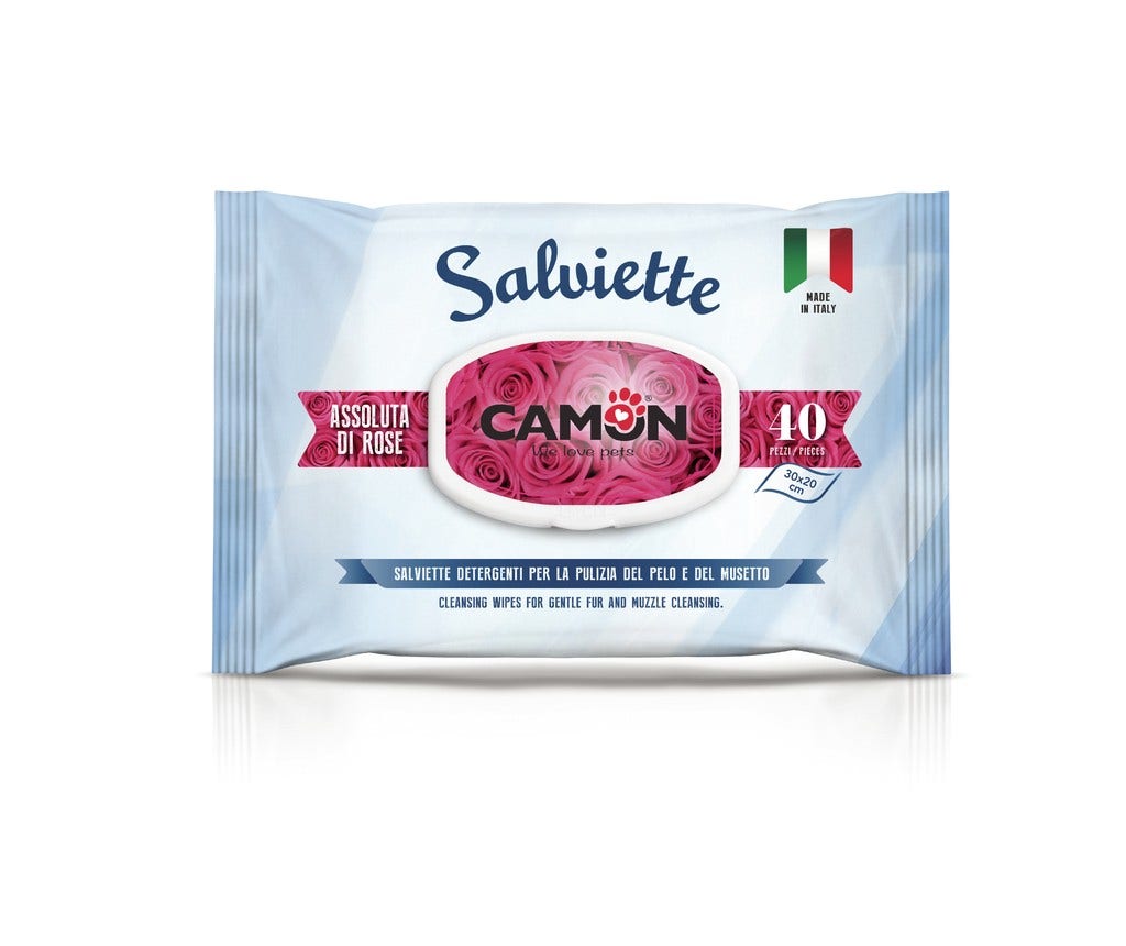 Camon 40 Toallitas Limpiadoras para Perros/Gatos con Fragancia Absoluta de Rosa-2