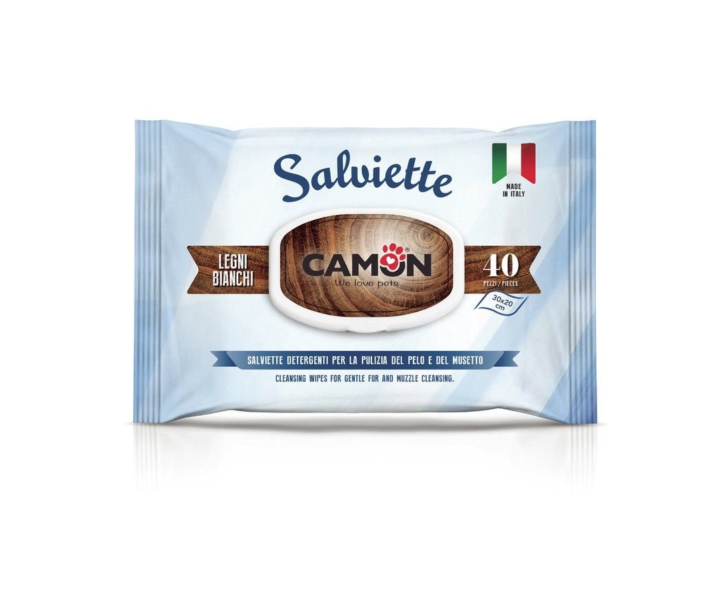 Camon 40 Toallitas Limpiadoras para Perros/Gatos con Fragancia de Maderas Blancas-2