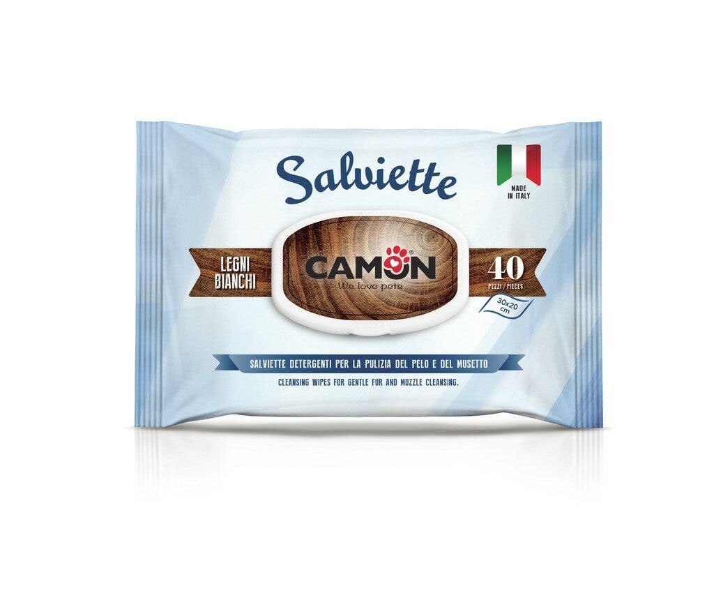 Camon 40 Toallitas Limpiadoras para Perros/Gatos con Fragancia de Maderas Blancas-3