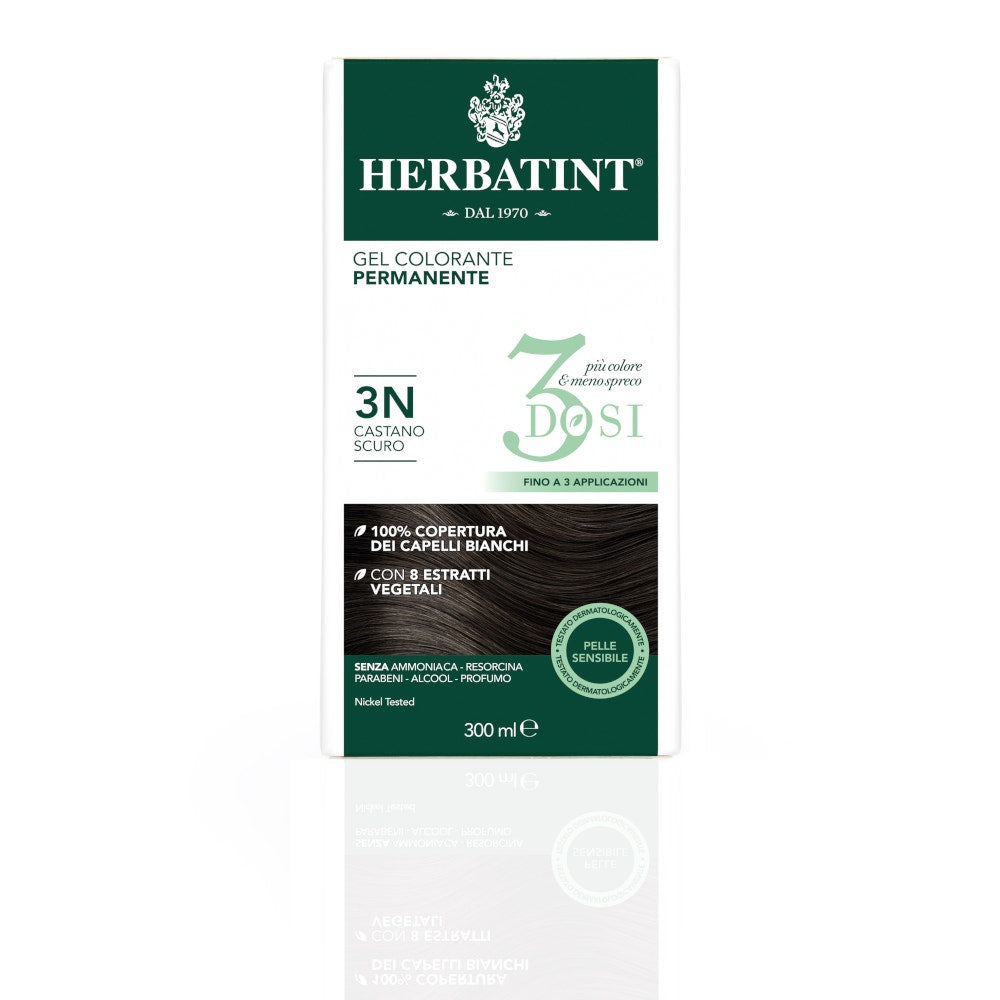 Herbatint Tinte Capilar Gel Permanente 3N Castaño Oscuro 3 Dosis 300ml-2