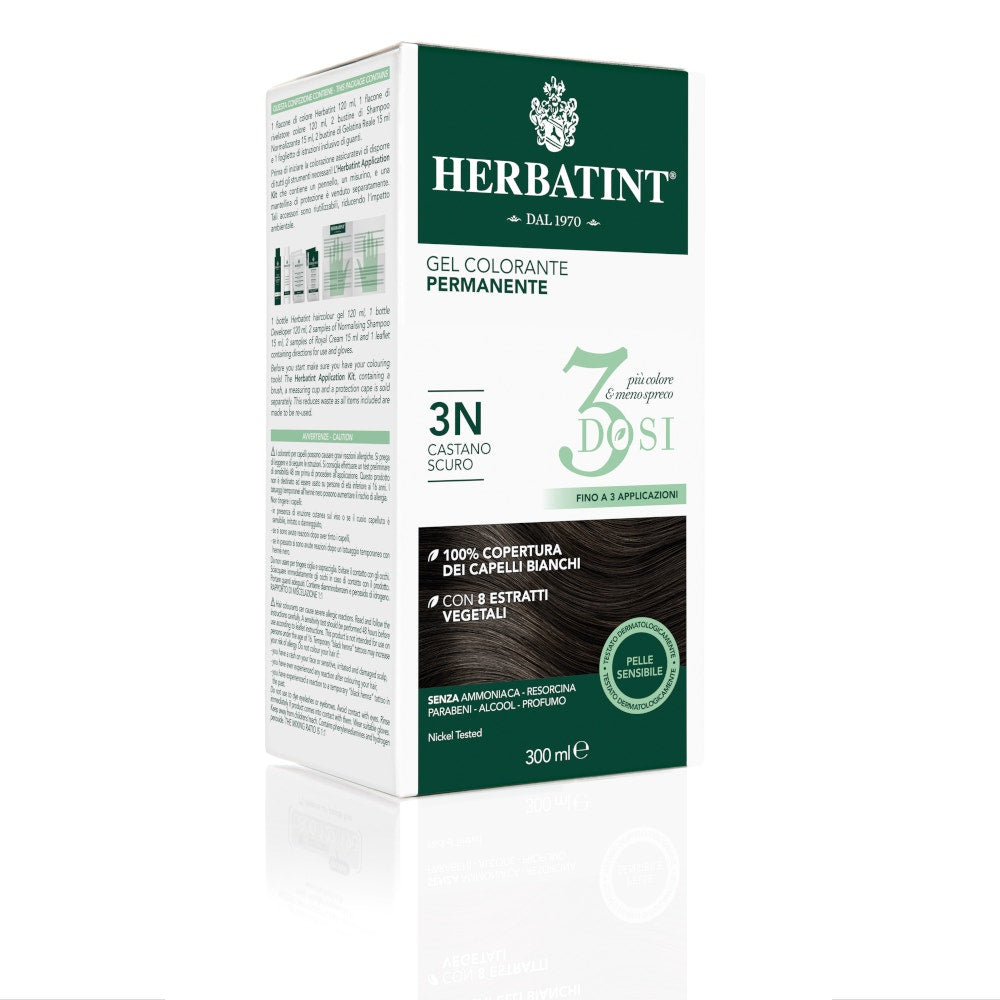 Herbatint Tinte Capilar Gel Permanente 3N Castaño Oscuro 3 Dosis 300ml-1