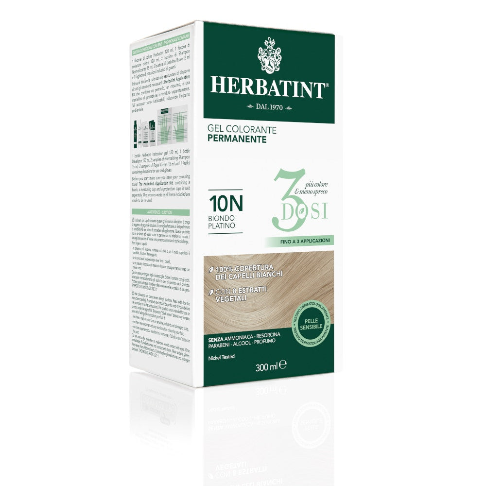 Herbatint Tinte Capilar Gel Permanente 10N Rubio Platino 3 Dosis 300ml-3