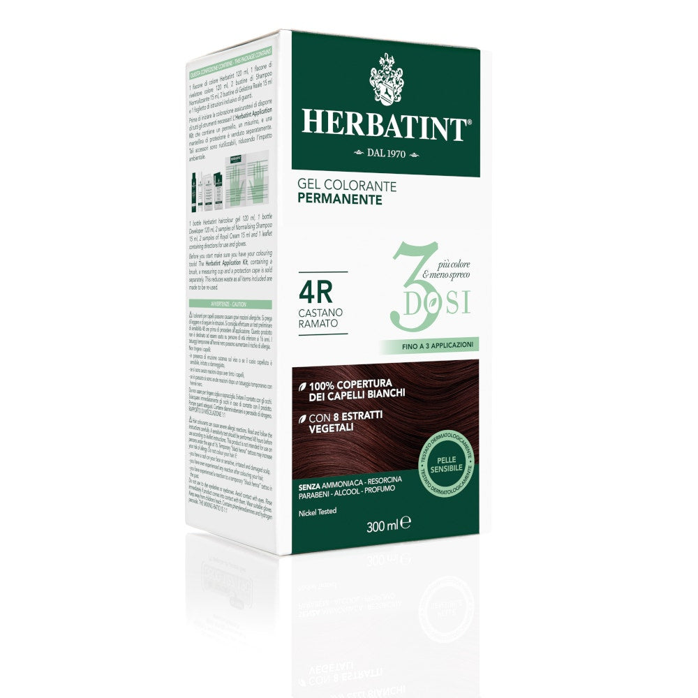 Herbatint Tinte Capilar Gel Permanente 4R Castaño Cobrizo 3 Dosis 300ml-3