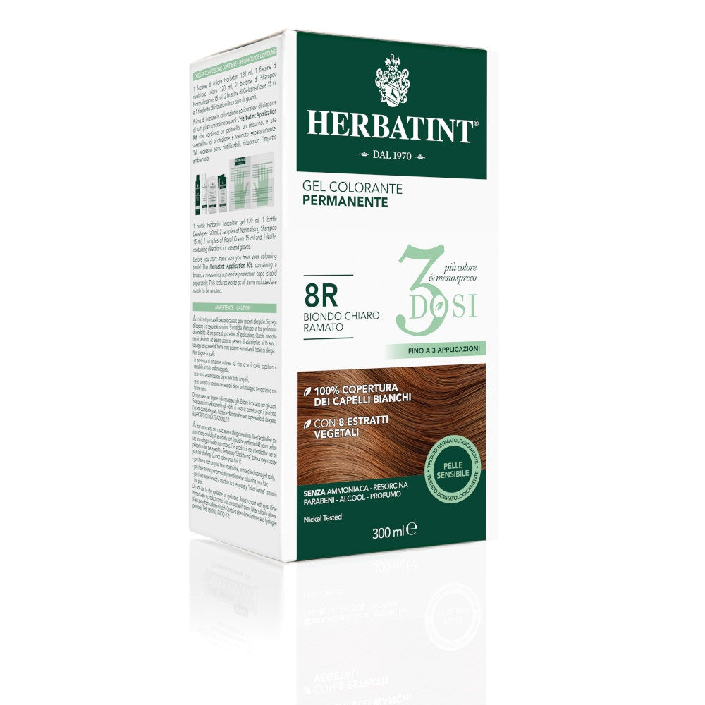 Herbatint Tinte Capilar Gel Permanente 8R Rubio Claro Cobrizo 3 Dosis 300ml-3
