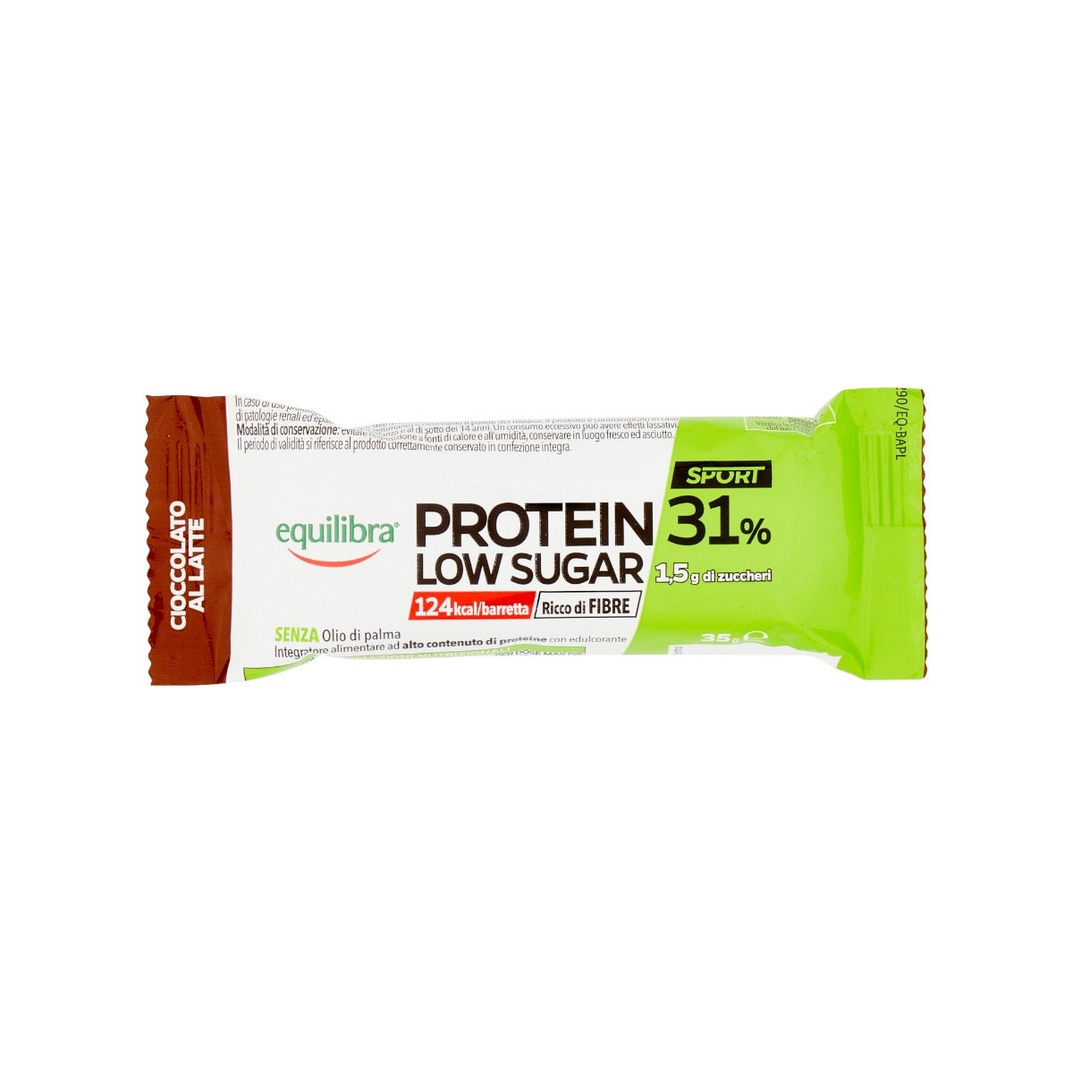 Equilibra Protein 31% Barrita de Chocolate con Leche Bajo en Azúcar 35-5