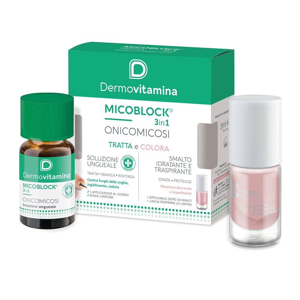 Dermovitamina Micoblock Solucion De Uñas 7ml + Esmalte De Uñas Transpirable Hidratante 5ml-5