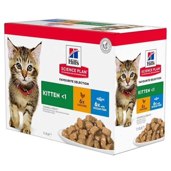 Hill's Science Plan Kitten Multipack Comida Húmeda Para Gatos Cachorros 12 Sobres 85g-1