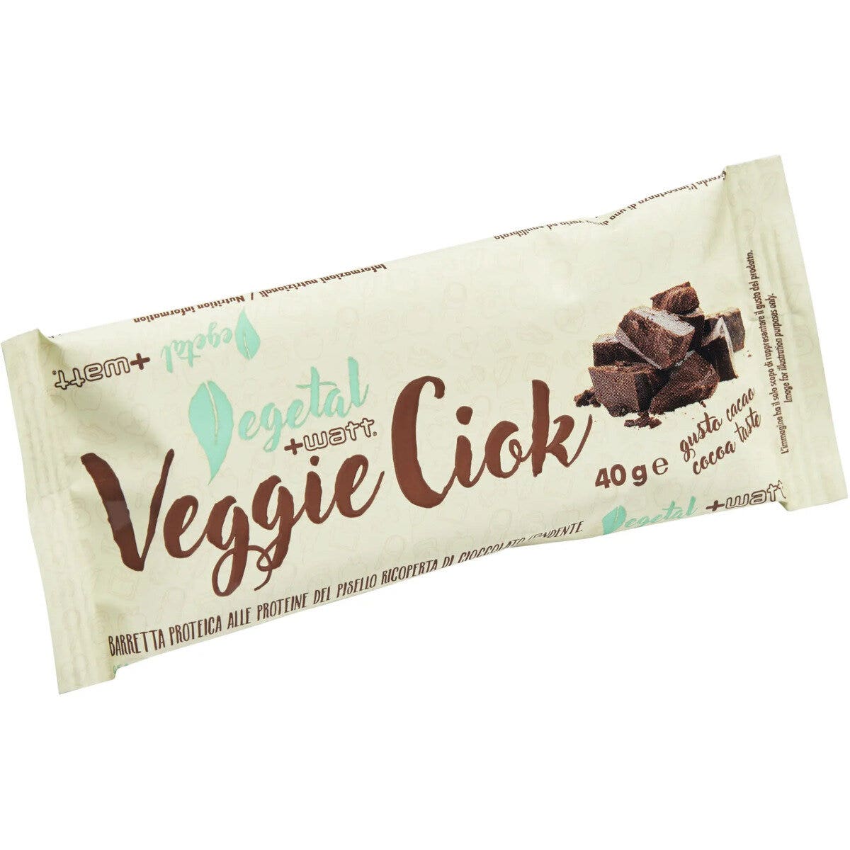 +Watt Barrita Proteica Sabor Cacao Vegetal Veggie Ciok 40g-1