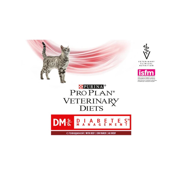 Purina Pro Plan Veterinary Diets Wet Multipack Cat DM Diabetes Management St/Buey Beef 10 Sobres-1