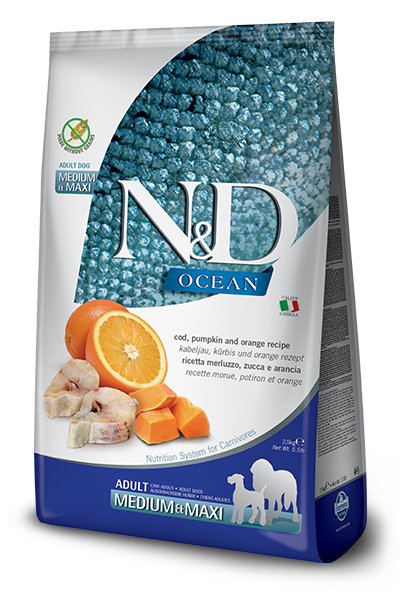 Farmina N&D Ocean Bacalao Y Calabaza Perros Adultos Medianos Y Grandes Saco 2,5kg-1