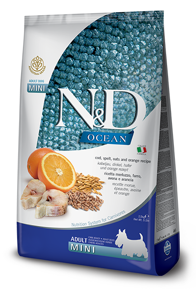 Farmina N&D Ocean Bacalao Y Espelta Perros Adultos Tamaño Mini Bolsa 2,5kg-1