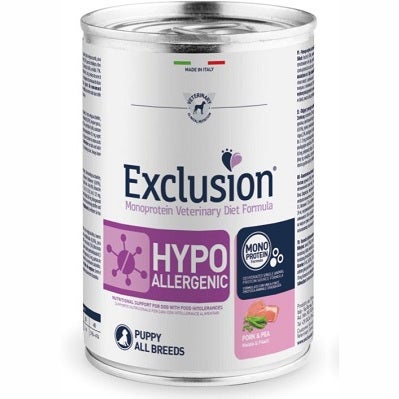 Exclusion Dieta Veterinaria Hipoalergenica Cerdo Y Guisantes Para Cachorros Lata 400gr-3