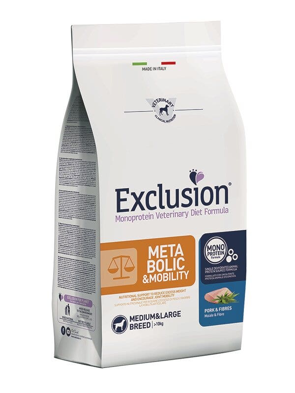 Exclusion Monoprotein Veterinary Diet Formula Croquetas metabólicas y de movilidad con cerdo/fibra para perros adultos Tamaño mediano/grande Bolsa de 12 kg-2