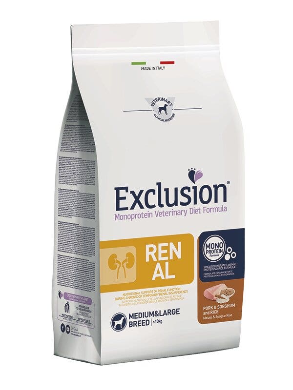 Exclusion Monoprotein Dieta Veterinaria Fórmula Croquetas Renales Con Cerdo/Sorgo/Arroz Para Perros Adultos Tamaño Mediano/Grande Lote De 2kg-2