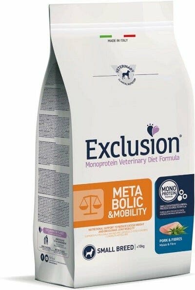 Exclusion Monoprotein Veterinary Diet Formula Croquetas metabólicas y de movilidad con cerdo/fibra para perros adultos pequeños, bolsa de 2 kg-2