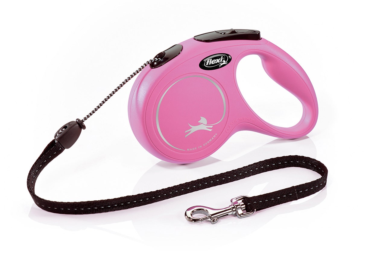 Correa Flexi New Classic En Cuerda Para Perros Color Rosa Talla M 5m-1