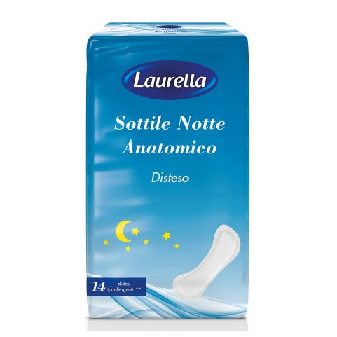 Laurella Compresas Sanitarias De Noche Anatómicas Delgadas 14 Piezas-1