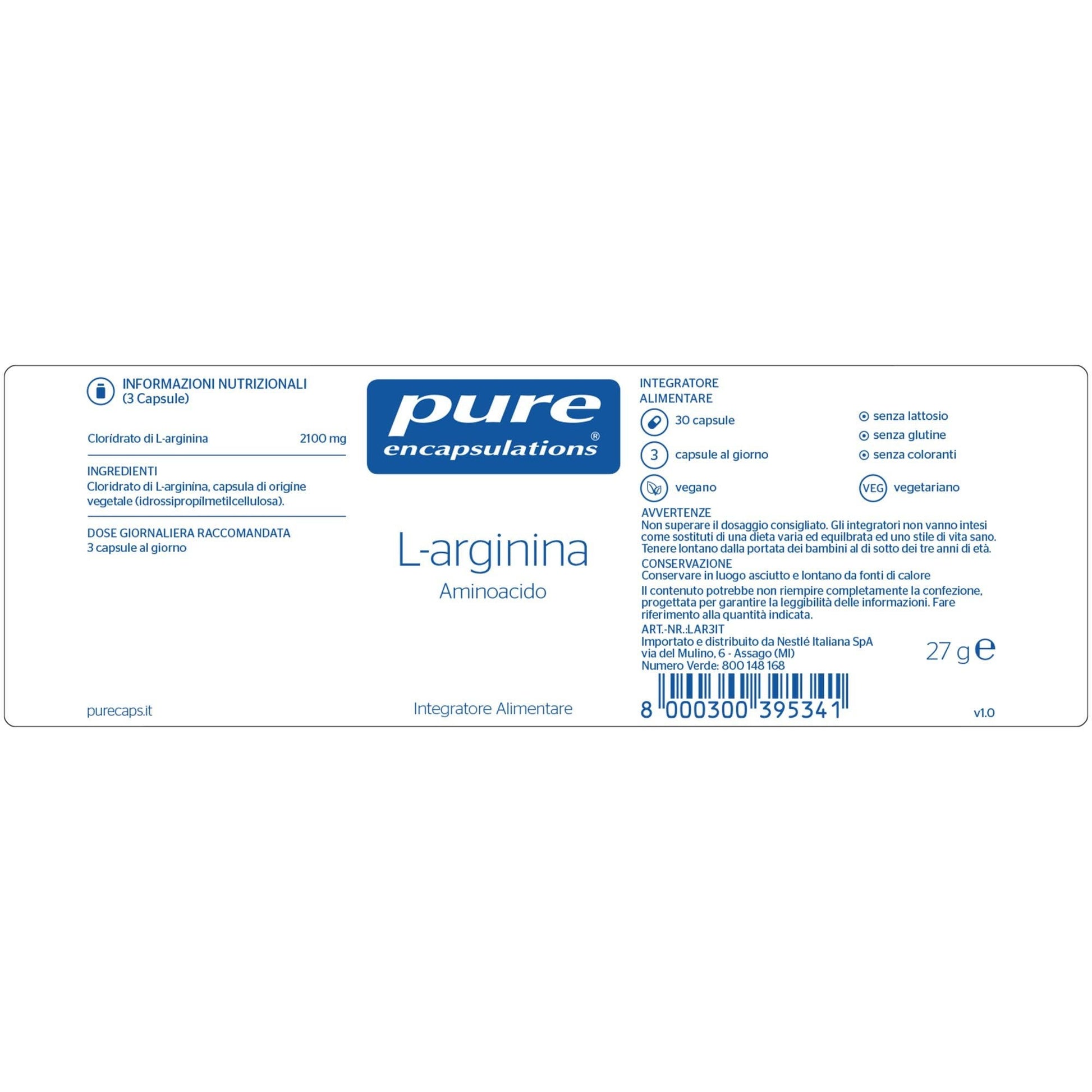 Pure Encapsulations L-Arginina 30 Cápsulas-4