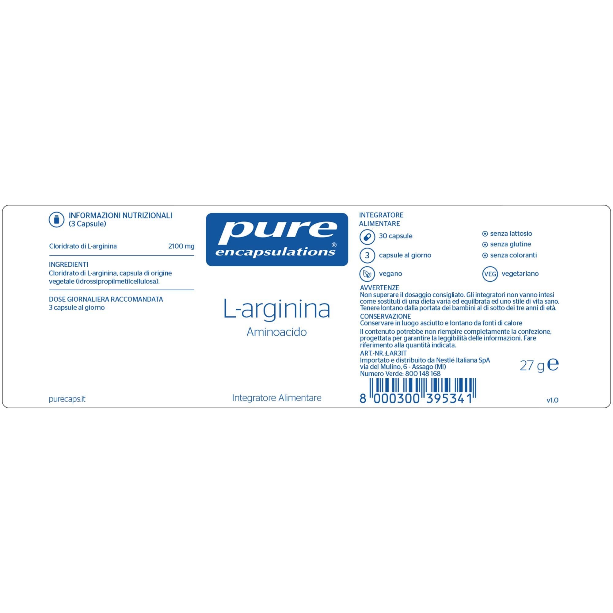Pure Encapsulations L-Arginina 30 Cápsulas-4