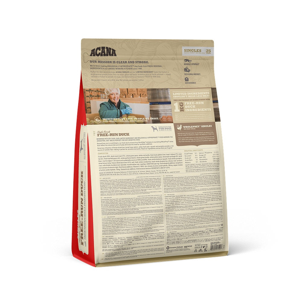 Acana Cane Free-run Pato Singles 25 Croquetas De Pato Y Pera Bolsa 2kg-5