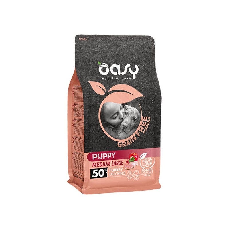 Oasy Grain Free Puppy Mediano Y Grande Con Pavo Para Perros Cachorros 12kg-1