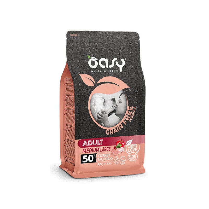 Oasy Grain Free Adult Medium & Large Con Pavo Para Perros Adultos 12kg-1