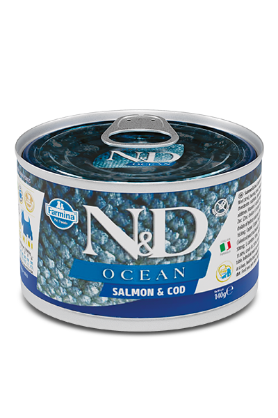 Farmina N&D Ocean Salmón Y Bacalao Perros Adultos Tamaño Mini Lata 140g-1