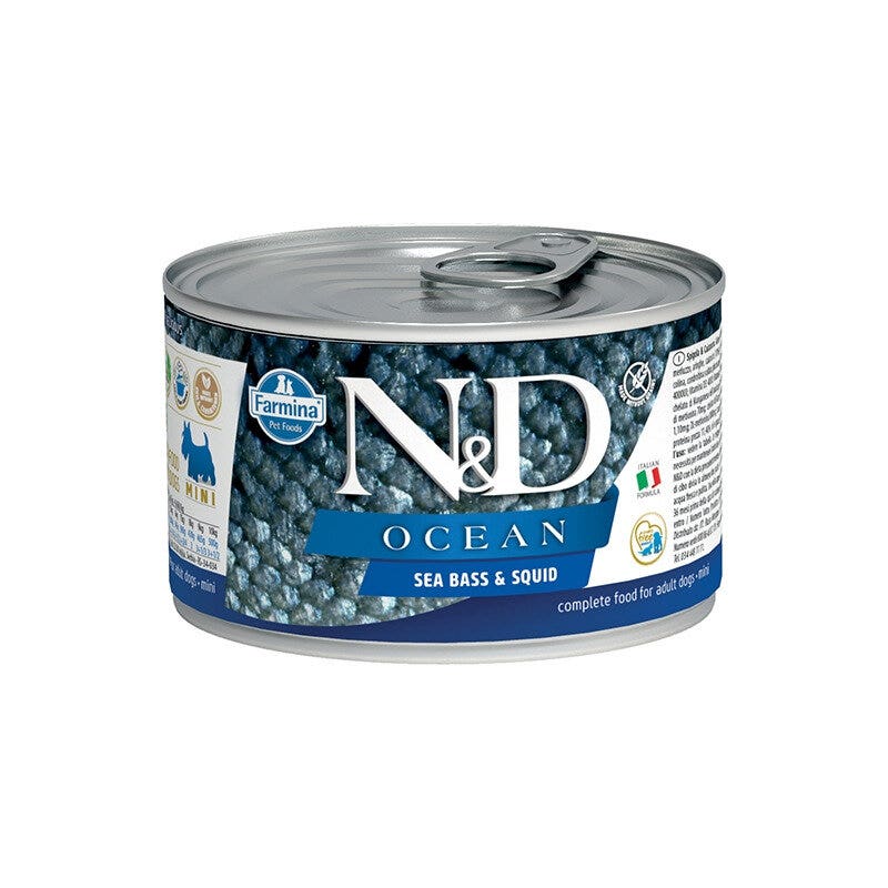 Farmina Natural & Delicious Ocean Mini Con Lubina Y Calamares Para Perros Adultos 140g-1