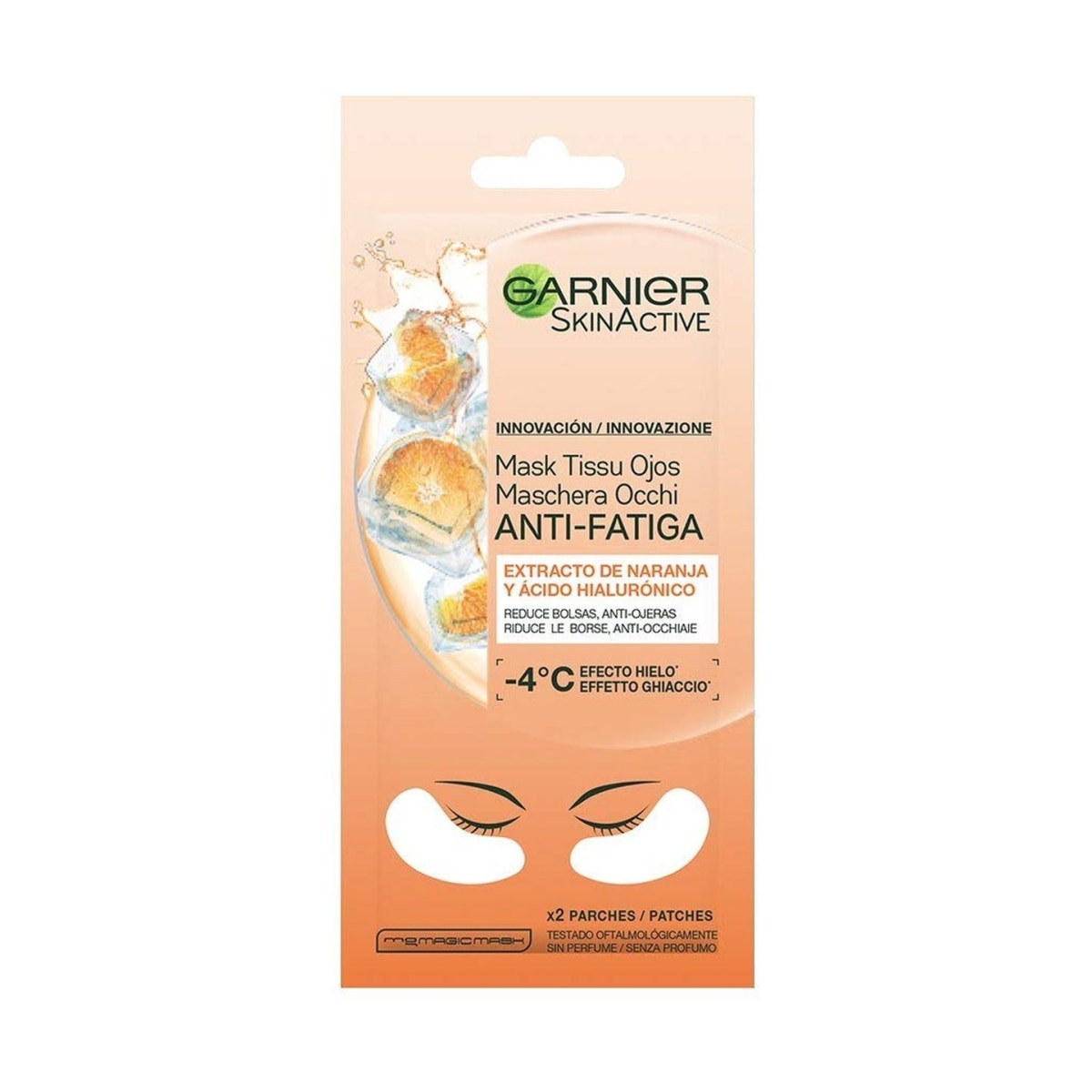 Mascarilla para ojos con jugo de naranja y ácido hialurónico de Garnier-1