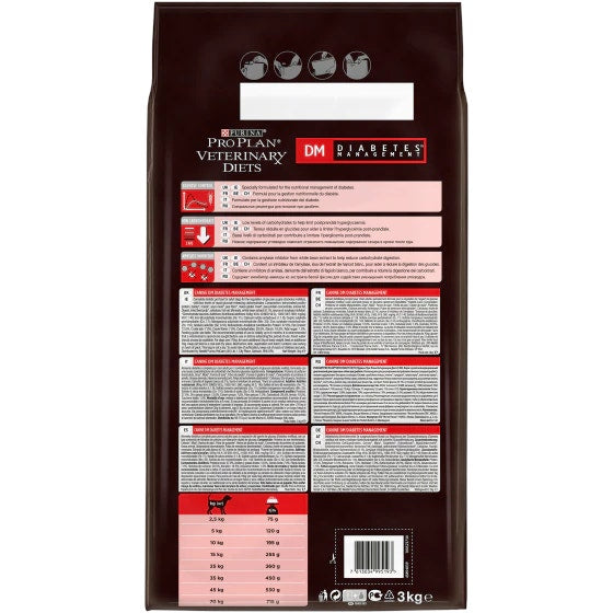 Purina Pro Plan Veterinary Diets Dry Dog DM Bolsa para el control de la diabetes 3kg-3